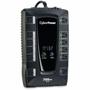 CyberPower AVRG750LCD Intelligent LCD UPS Systems - 750VA/450W, 120 VAC, NEMA 5-15P, Compact, 12 Outlets, LCD, PowerPanel®