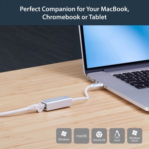 StarTech.com USB 3.0 to Gigabit Network Adapter - Silver - Sleek Aluminum Design Ideal for MacBook, Chromebook or Tablet -