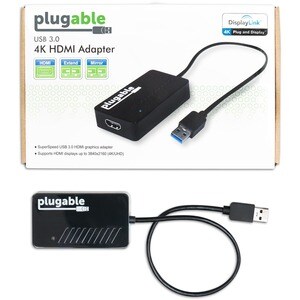 Plugable USB 3.0 to DisplayPort 4K UHD (Ultra-High-Definition) - Video Graphics Adapter for Multiple Monitors up to 3840x2