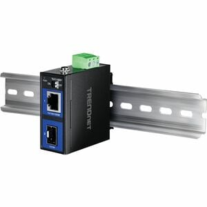 TRENDnet Hardened Industrial 100/1000 Base-T To SFP Media Converter, DIN-Rail And Wall Mount Hardware Included, Multi Or S