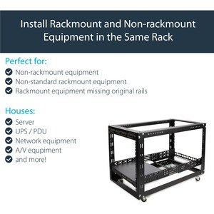 StarTech.com Mounting Rail for Server - Black - TAA Compliant - 45.36 kg Load Capacity