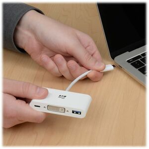 Eaton Tripp Lite Series USB-C to DVI Adapter with USB 3.x (5Gbps) Hub Port and PD Charging, White - 1 x Total Number of DV