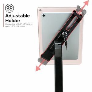 CTA Digital Universal Dual Security Kiosk with Locking Holder and Anti-Theft Cable for 7-13 Inch Tablets (Black) - Up to 1