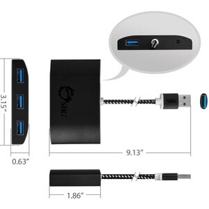 SIIG SuperSpeed USB 3.0 4-Port Powered Hub - USB - External - 4 USB Port(s) - 4 USB 3.0 Port(s) - PC, Mac