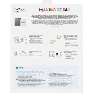 Wacom Bamboo Graphics Tablet - Wired/Wireless - Grey - Bluetooth - 210 mm x 297 mm Active Area - 1024 Pressure Level - Pen
