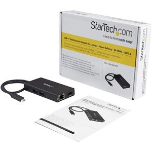 StarTech.com USB C Multiport Adapter - with Power Delivery (USB PD)- USB Type C to 4K HDMI / USB 3.0 / Gigabit Ethernet Hu