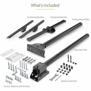 StarTech.com TV-Deckenhalterung, Vollbewegliche Hängende Einzelbildschirm-Vesa-Halterung für 32"-75" TVs / Bildschirme - H