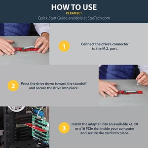 StarTech.com x4 PCI Express to M.2 PCIe SSD Adapter-M.2 NGFF SSD (NVMe or AHCI) Adapter Card