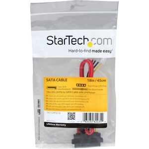 StarTech.com S18in SAS 29 Pin to SATA Cable with LP4 Power - 45.72 cm Data Transfer Cable for Host Bus Adapter, RAID Contr