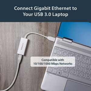 StarTech.com USB 3.0 to Gigabit Ethernet NIC Network Adapter - White - USB - 1 Port(s) - 1 x Network (RJ-45) - Twisted Pai