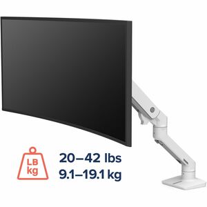 Bras support d'écran Ergotron pour Moniteur, Ecran, Ecran incurvé - Blanc - Paysage/Portrait - Réglable en hauteur - 49" (