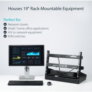 StarTech.com 8U Desktop Rack - 2-Post Open Frame Rack - 19in Open Frame Desktop Rail Rack - 8U - Steel - 50.12 kg Maximum 