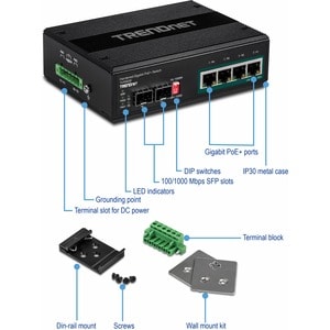 TRENDnet TI-PG62B 6 Ports Ethernet Switch - Gigabit Ethernet - 1000Base-T, 1000Base-X - New - TAA Compliant - 2 Layer Supp