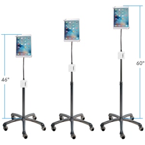 CTA Digital Heavy-Duty Security Gooseneck Floor Stand for 7-13 Inch Tablets - Up to 13" Screen Support - 58" Height - Floo