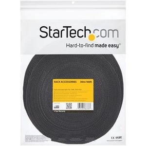 StarTech.com Hook-and-Loop Cable Management Tie - 50 ft. Bulk Roll - Black - Cut-to-Size Cable Wrap / Straps - Tie Strap -