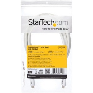 StarTech.com 6.6ft (2m) Thunderbolt 3 Cable, 20Gbps, 100W PD, 4K Video, Thunderbolt-Certified, Compatible w/ TB4/USB 3.2/D