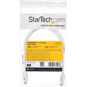 StarTech.com Thunderbolt 3 Cable - 91cm (3 ft.) - White - 4K 60Hz - USB C Charger - USB C to USB C Cable - USB-C Charge Ca