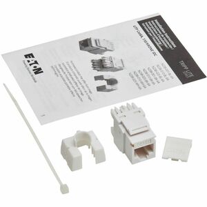 Eaton Tripp Lite Series Cat6a Keystone Jack - 4PPoE Compliant, 110/Krone, 568A/B, RJ45 Ethernet, White, TAA - 1 x RJ-45 Ne