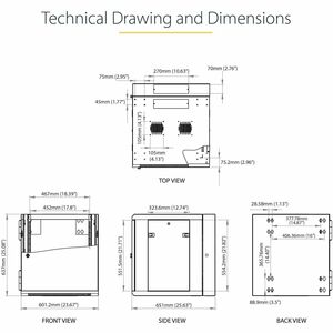 StarTech.com Armoire Réseau Murale 12U à 4 Montants, Baie de Serveur Murale 19" à Charnières pour Équipement IT, Armoire R