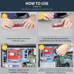 StarTech.com M.2 to U.2 Adapter - For M.2 PCIe NVMe SSDs - PCIe M.2 Drive to U.2 (SFF-8639) Host Adapter - M2 SSD Converte