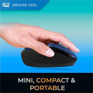 Adesso iMouse S60L - 2.4 GHz Wireless Programmable Nano Mouse - Optical - Wireless - Radio Frequency - 2.40 GHz - Blue - U