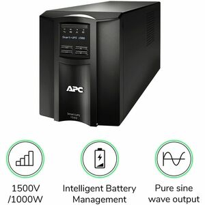 APC Smart-UPS, Line Interactive, 1500VA, Tower, 120V, 8x NEMA 5-15R outlets, SmartConnect Port+SmartSlot, AVR, LCD - Tower