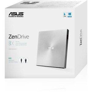Asus ZenDrive SDRW-08U9M-U DVD-Writer - External - Silver - DVD-RAM/±R/±RW Support - 24x CD Read/24x CD Write/24x CD Rewri