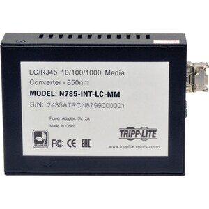 Tripp Lite Gigabit Multimode Fiber to Ethernet Media Converter, 10/100/1000 LC, International Power Supply, 850 nm, 550M (