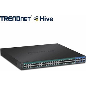 TRENDnet 52-Port Web Smart PoE+ Switch; 48 x Gigabit PoE+ Ports; 4 x Shared Gigabit Ports (RJ-45 or SFP); VLAN; QoS; LACP;