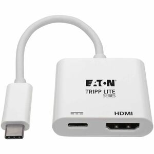 Tripp Lite USB C Adapter Converter 4K HDMI PD Charging USB Type C M/F White - 6" HDMI/Thunderbolt 3 A/V Cable for Smartpho