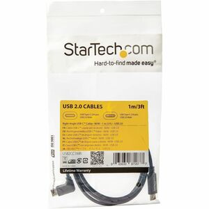 StarTech.com 1m 3 ft Right Angle USB-C Cable M/M - USB 2.0 - USB Type C Cable - 90 degree USB-C Cable - USB C to USB C Cab