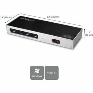 StarTech.com USB-C & USB-A Dock, Dual Monitor 4K 60Hz Dock DisplayPort/HDMI, Hybrid USB 3.0 Laptop Docking Station, 6x USB