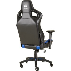 Corsair T1 RACE 2018 Gaming Chair - Black/Blue - For Game, Desk, Office - Metal, PU Leather, Nylon, Steel, PVC Leather - B
