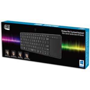 Adesso Wireless Keyboard with Built-in Touchpad - Wireless Connectivity - RF - 30 ft - 2.40 GHz - USB Interface - 78 Key(s