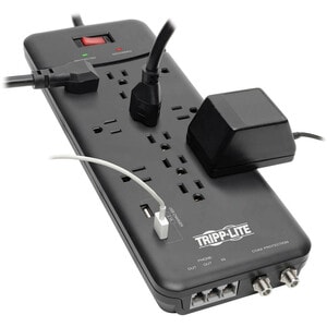 Tripp Lite Protect It! 12-Outlet Surge Protector 8 ft. (2.43 m) Cord 4320 Joules Tel/Modem/Coax Protection 2 USB Ports Bla