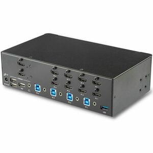 StarTech.com 4-Port Dual Monitor HDMI KVM Switch with Audio & USB 3.0 hub - 4K 30Hz - 4 PC Mac Computer KVM Switch Box for