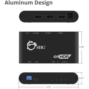 SIIG 1x2 HDMI 2.0 Splitter / Distribution Amplifier with Auto Video Scaling - 4K 60Hz HDR - 3840x2160 HDMI Splitter- HDR- 