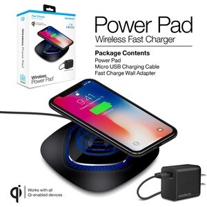 Hypercel Power Pad Qi Wireless Fast Charger - 5 V DC, 9 V DC Input - 5 V DC, 9 V DC Output - Input connectors: USB CHARGIN