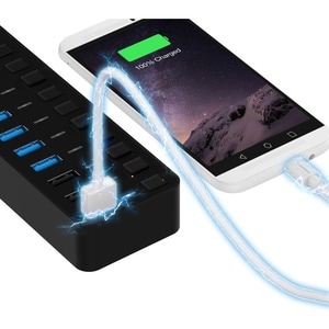 Sabrent 7 USB 3.0 Port + 3 Smart Charging Ports Hub - USB 3.0 - External - 7 USB Port(s) - 7 USB 3.0 Port(s) - Linux, Mac,