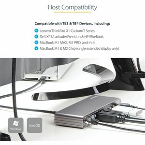 StarTech.com Thunderbolt 3 Dock - Dual 4K 60Hz Monitor TB3 Docking Station with DisplayPort, HDMI & 1080p VGA - 85W Power