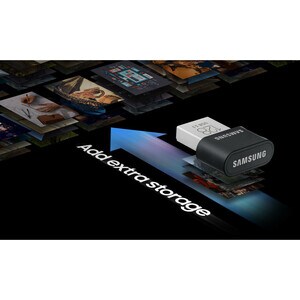 Samsung USB 3.1 Flash Drive FIT Plus 128GB - 128 GB - USB 3.1 Type A - Gunmetal Gray - 5 Year Warranty