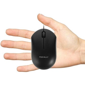 Macally Black 3 Button Optical USB Wired Mouse for Mac and PC (QMOUSEB) - Optical - Cable - Black - USB - 1200 dpi - Scrol