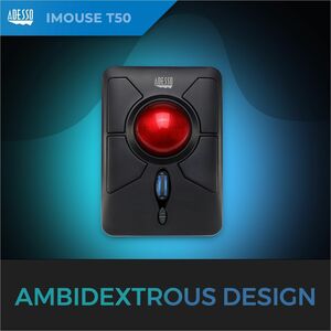 Adesso iMouse T50 Wireless Programmable Ergonomic Trackball Mouse - Optical - Wireless - 30 ft - Radio Frequency - 2.40 GH