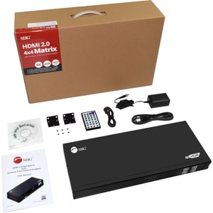 SIIG HDMI 2.0 4x4 Matrix with Amazon Echo Control Enabled - 4Kx2K @60Hz YUV 4:4:4, 8Bit - TAA Compliant