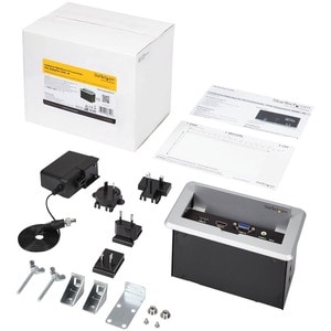 StarTech.com Conference Table Connectivity Pop up Box with AV and Data Ports - HDMI, VGA, DisplayPort to 4K HDMI Output (B