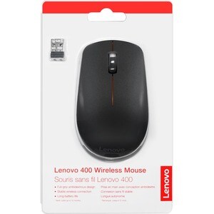 Lenovo 400 Mouse - USB Tipo A - Óptico - 3 Botón(es) - Negro - Inalámbrico - 2.40GHz - 1200 dpi - Rueda de desplazamiento 