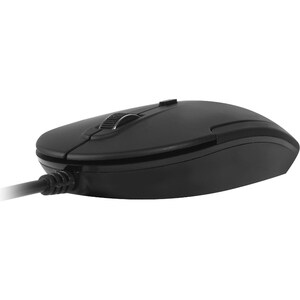 Macally USB Optical Quiet Click Mouse for Mac/PC Black - Optical - Cable - Black - USB - 2400 dpi - Scroll Wheel - Symmetr