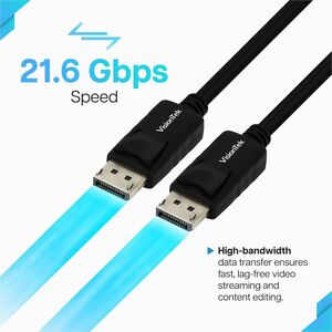 VisionTek DisplayPort to DisplayPort 2M Cable (M/M) - 6.6 ft (2 m) DisplayPort A/V Cable for Audio/Video Device, Monitor, 