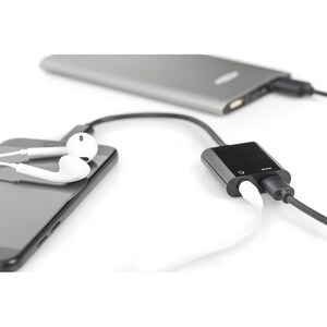 Digitus 20 cm Mini-Phone/USB Audio/Power/Datentransfer-Kabel für Tablet, Lautsprecher, Smartphone, Headset, Notebook, Kopf