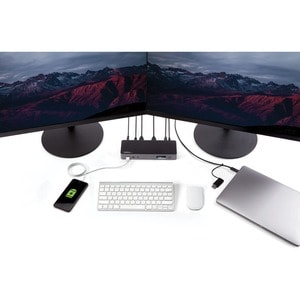 StarTech.com USB-C & USB-A Dock - Hybrid Universal Laptop Docking Station with Dual Monitor Display 4K 60Hz HDMI & Display